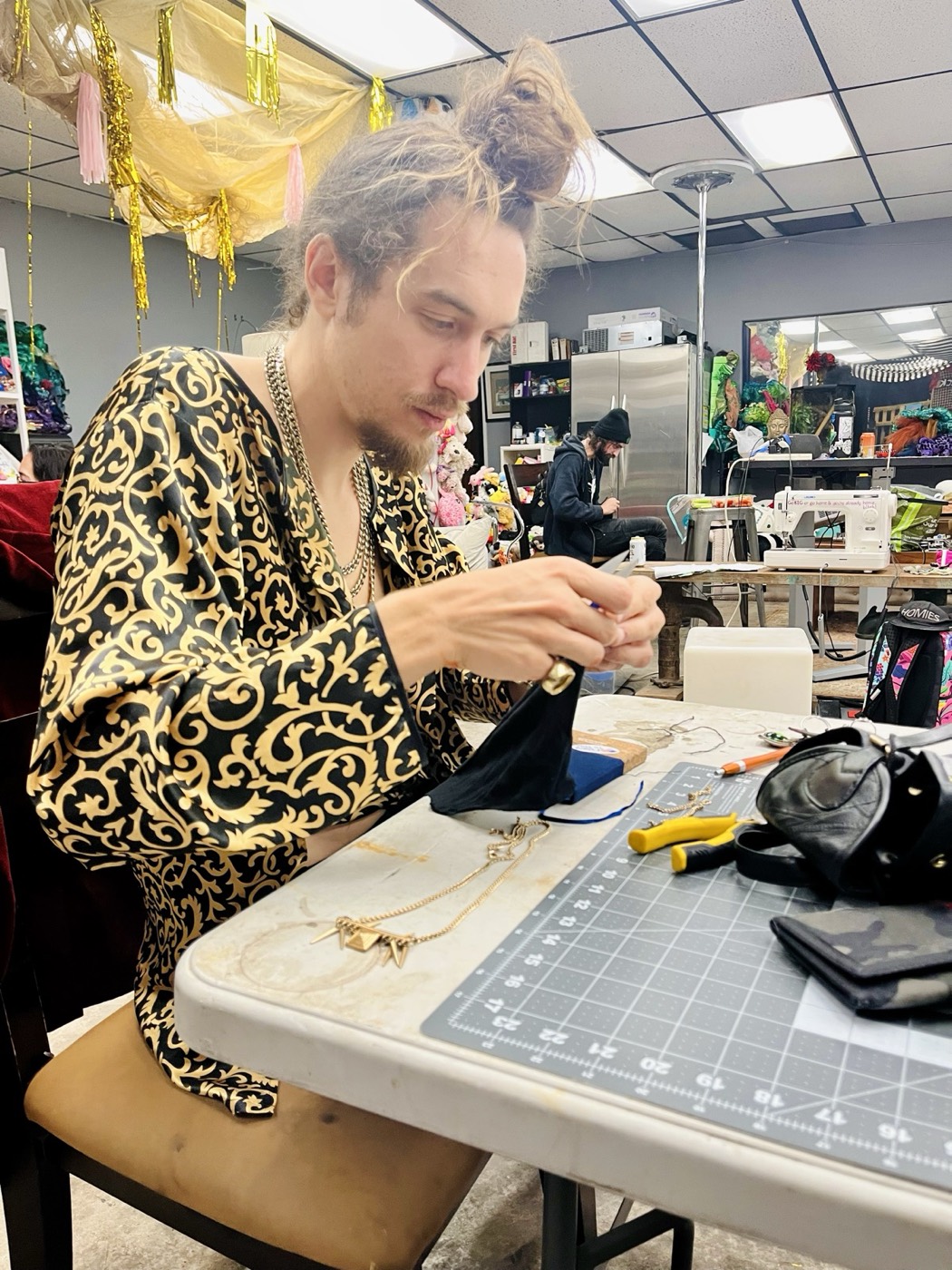 Art Night — making jewelry at the craft table